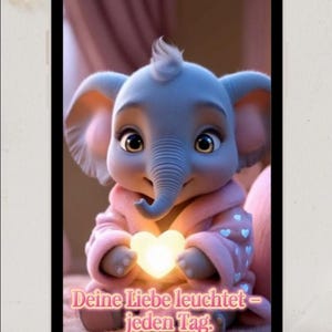 Tarjeta de felicitación digital para mamá – Tarjeta animada Tarjeta de WhatsApp para descarga instantánea |  Tarjeta con elefante y corazón