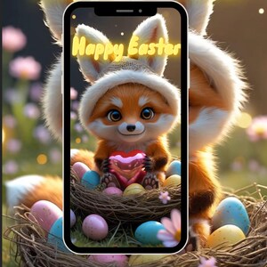 E-Card 5-Pack Animated  Cute Easter Cards Forest animals, squirrel, deer, fox, wolf, bunny | Cute Digital MP4 Set