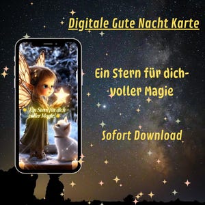 Digitale welterustenkaart Een ster voor jou – geanimeerde wenskaart met kat & magisch cadeau voor kinderen en volwassenen