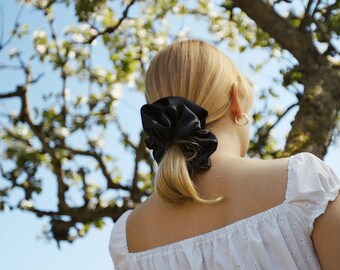 Black Satin Giant Scrunchie. Any 2 PLAIN Scrunchies for 16 GBP see separate listing to purchase!