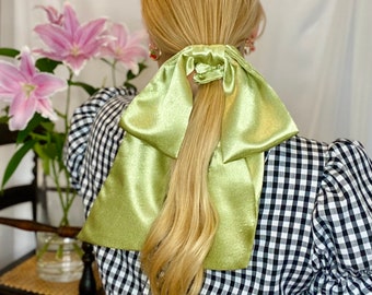 Light Olive Satin Giant Hair Bow