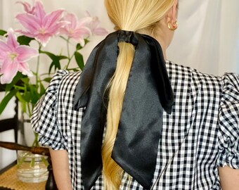 Black Satin Giant Hair Bow