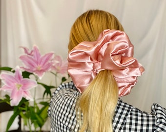 Blush Pink Satin Giant Scrunchie. Any 2 PLAIN Scrunchies for 16 GBP see separate listing to purchase!