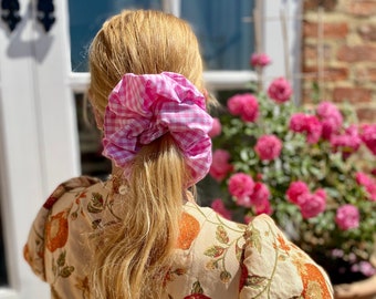 Pink Gingham Giant Scrunchie. Any 2 PLAIN Scrunchies for 16 GBP see separate listing to purchase!