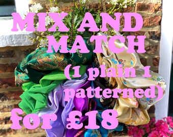 MIX & MATCH, 1 Plain Giant Scrunchie + 1 Patterned Giant Scrunchie for 18 GBP