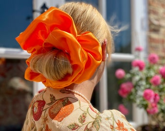 Orange Satin Giant Scrunchie. Any 2 PLAIN Scrunchies for 16 GBP see separate listing to purchase!