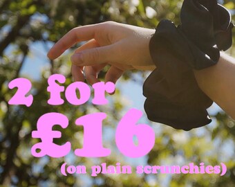 Any 2 PLAIN satin, chiffon or gingham Giant Scrunchies for 16 GBP