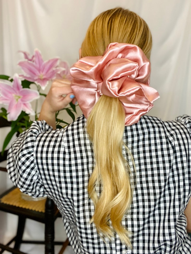 Blush Pink Satin Giant Scrunchie. Any 2 PLAIN Scrunchies for 16 GBP see separate listing to purchase image 2