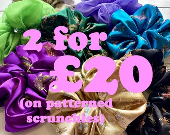 Any 2 PATTERNED brocade fabric Giant Scrunchies for 20 GBP