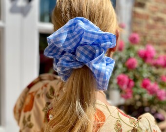 Blue Gingham Giant Scrunchie. Any 2 PLAIN Scrunchies for 16 GBP see separate listing to purchase!