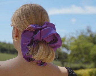 Purple Butterfly Satin Giant Scrunchie. Any 2 PATTERNED Scrunchies for 20 GBP see separate listing to purchase!