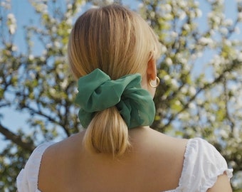 Emerald Green Giant Scrunchie. Any 2 PLAIN Scrunchies for 16 GBP see separate listing to purchase!