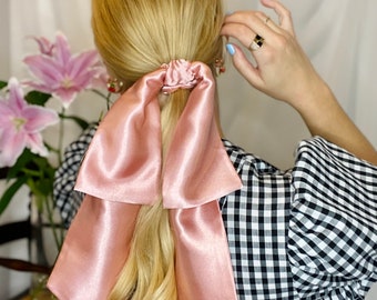 Blush Pink Satin Giant Hair Bow