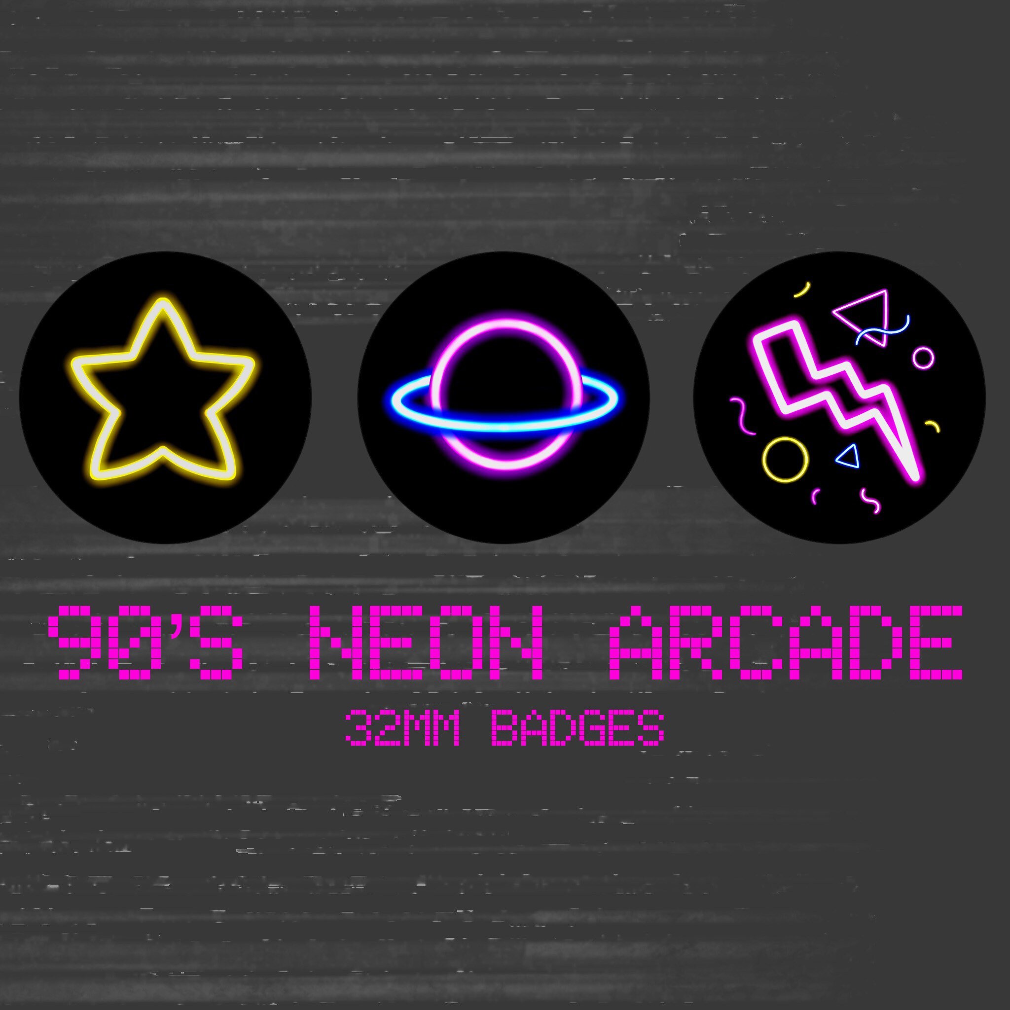 90s Neon Arcade 32mm Badges | Etsy