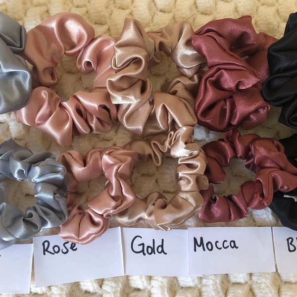 Winter sale !!!! Satin hair scrunchies luxury small and large sizes stunning various colours. Bundles available in random colours