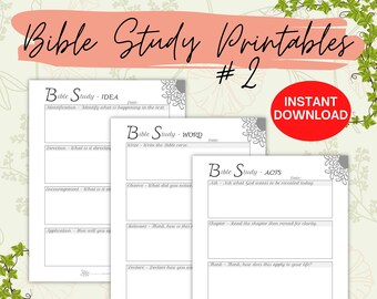 Bible Study Templates | Self Reflection Devotional Guides | IDEA Method | WORD Method | ACTS Method
