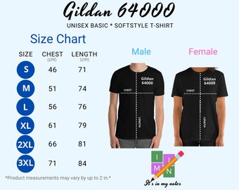 ギルダン 64000 ユニセックス T シャツ サイズ表 (インチ/cm