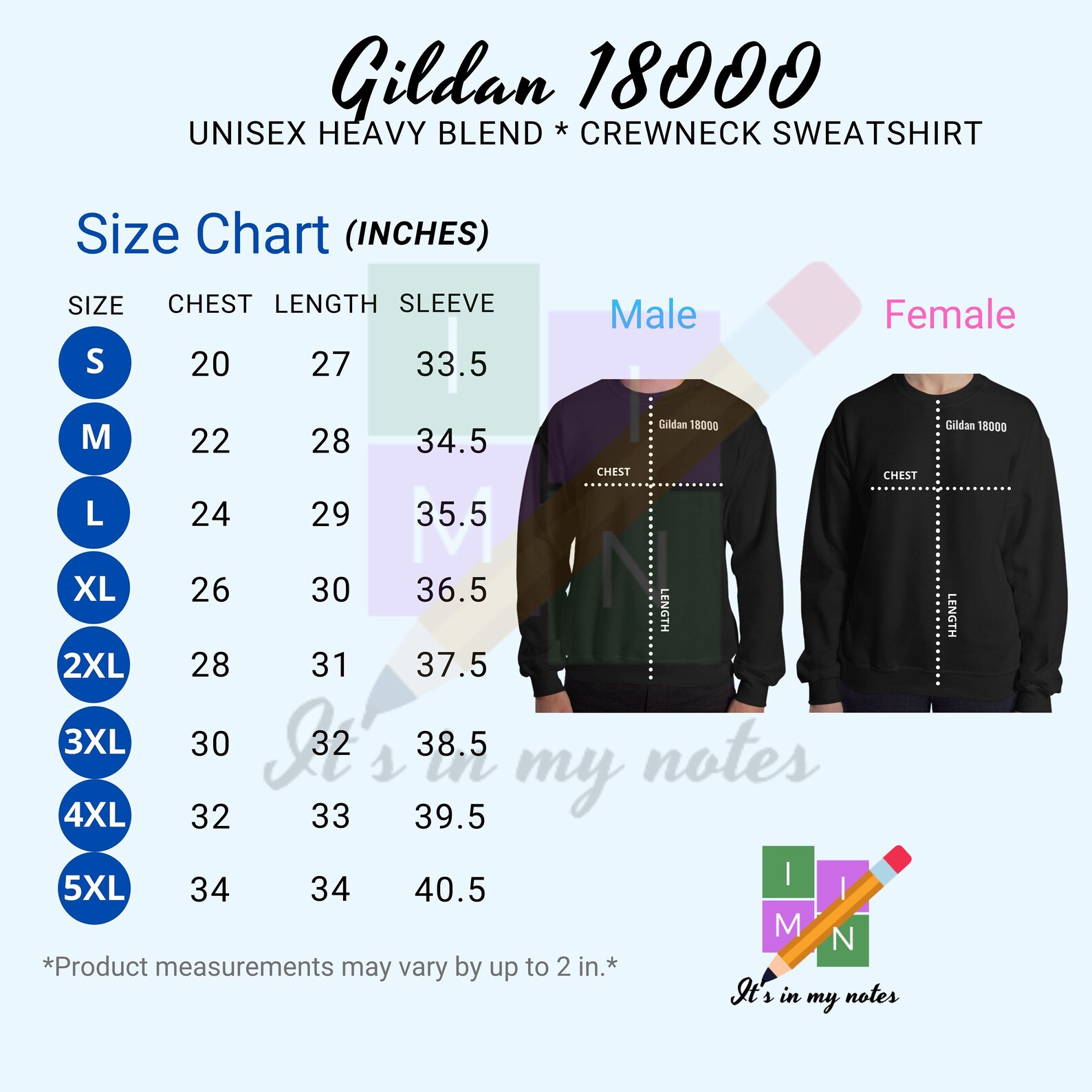Gildan 18000 Unisex Heavy Blend Crewneck Sweatshirt Size Chart Etsy