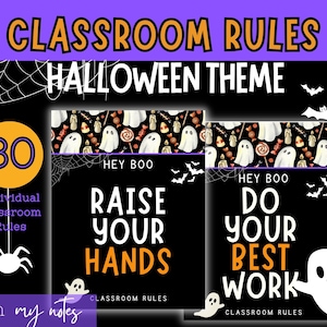 Printable Halloween Classroom Rules Posters for Bulletin Board and Homeschool | Fun Classroom Decor | Classroom Expectations and Management