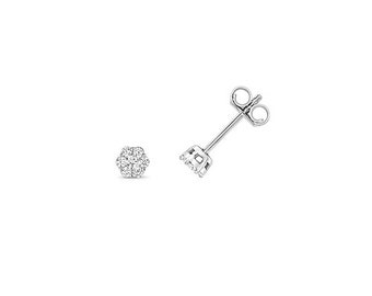 Diamond Cluster Studs In 9Ct White Gold