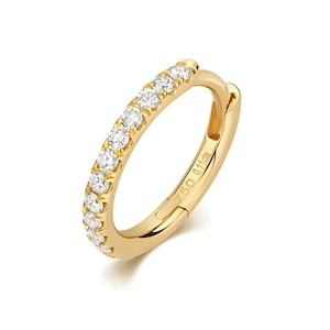 Diamond Cartilage Hoop in 18ct Yellow Gold 10mm, Diamond Hoops, 18ct Gold Hoops, Diamond Earrings, Yellow Gold Earrings, Gift for Her