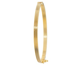 9Ct Gold Lined Design Hinged Bangle, Lined Gold Bracelet, Hinged Gold Bangle, Gold Jewelry Gift, 9K Gold Bracelet, Elegant Gold Bangle