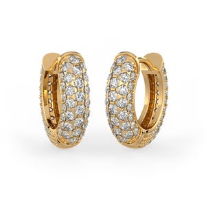5 Row Diamond Hoops 1.60carat Clicker 10mm in 18ct  Yellow Gold Pave Earrings