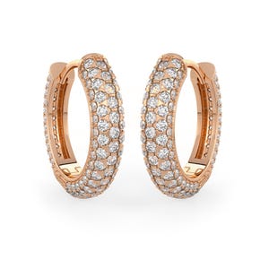 5 Row Diamond Hoops 1.90carat Clicker 12mm 18ct Rose Gold Pave Cartilage Earrings