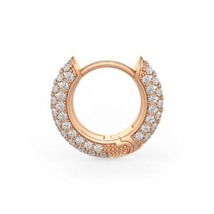5 Row Diamond Hoop Clicker 10mm in 18ct Rose Gold 0.80ct Pave set Cartilage Stack Earring (Singular)