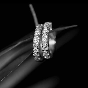 9ct White Gold Diamond Eternity Hoop Earrings 0.20ct Huggies Hoops Sleeper, 9ct Gold, Diamond Eternity Earrings, Hoop Earrings, Huggies Hoop
