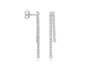 9Ct Diamond Drop Earrings, White Gold Earrings, Diamond Drop Earrings, Drop Earrings Gold, Elegant Dangle Earrings, Layered Gold Drops