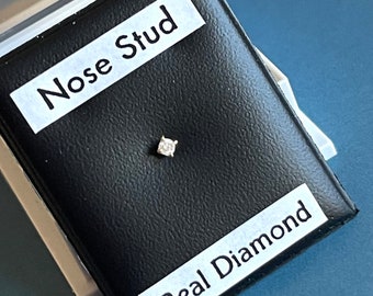 9ct Yellow Gold Diamond Nose Stud Claw Set