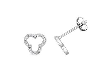 Diamond Studs In 9Ct White Gold, Micky Mouse Diamond Studs, Fine Jewelry Studs, Disney Minimalist Studs, Petite Diamond Studs, Gift For Her