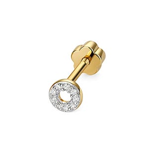 Diamond Cartilage Circle Stud in 9ct Gold, Diamond Circle Stud, 9ct Gold Piercing, Cartilage Round Stud, Diamond Piercing