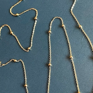 9ct Yellow Gold Beaded Chain Necklace 24 inch, 9ct Yellow Gold Necklace, Beaded Chain, Gold Jewelry, Elegant Necklace, Stylish Neckwear