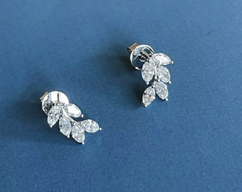 1.20ct Diamond Earrings in 18ct White Gold marquise cut leaf studs