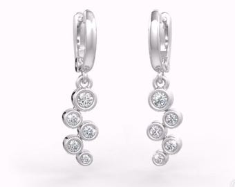 18ct White Gold Diamond Earrings 0.40ct Bubble Hoop Drop Hoops, Diamond Hoops, White Gold Hoops, 18ct Gold, Diamond Earrings, Bubble Hoops