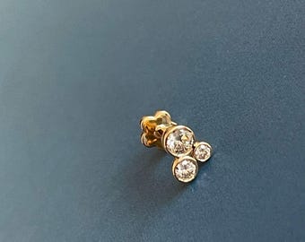 18ct Yellow Gold Diamond Nose pin  Bubble Stud 0.20ct with Screwback nostril piercing