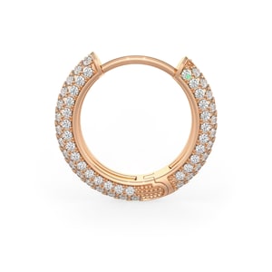 5 Row Diamond Hoop Clicker 12mm in 18ct Rose Gold 0.95ct Pave set Cartilage Stack Earring (Singular)