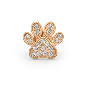 18ct Rose Gold Diamond Stud Paws  Singular Cartilage Piercing Paw Earrings