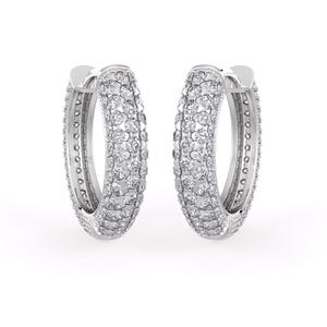 5 Row Diamond Hoops 1.90carat Clicker 12mm 18ct White Gold Pave Cartilage Earrings