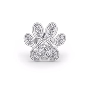 18ct White Gold Diamond Stud Paws  Singular Cartilage Piercing Paw Earrings