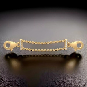 Double Chain 1 inch Extender Diamond Bar 18ct Yellow Gold Bracelet & Necklace