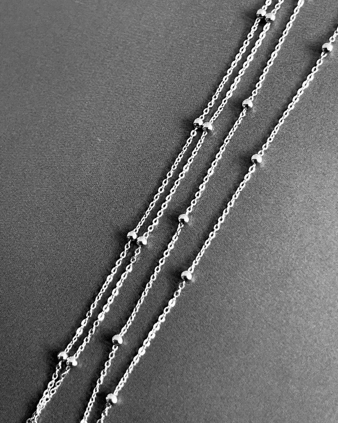 9ct White Gold Beaded Chain Necklace 16 Inch Etsy