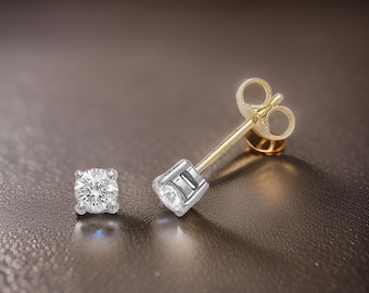 1ct Simulated Diamond Stud Earrings - 4 Claw Solitaire Setting In Solid 9ct Gold