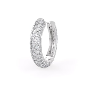 5 Row Diamond Hoop Clicker 12mm in 18ct White Gold 0.95ct Pave set Cartilage Stack Earring (Singular)