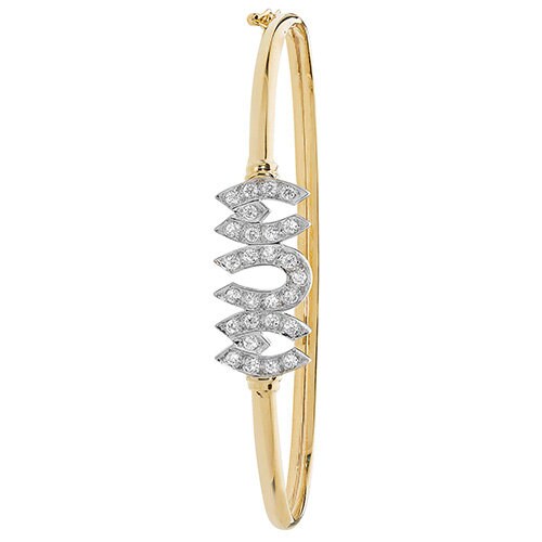 9ct Gold Cz Mum Bangle Etsy