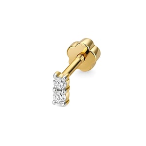 Diamond Cartilage Toi Et Moi Stud in 9ct Gold Earrings, 9ct Gold Piercing, Cartilage Heart Stud, Diamond Piercing Stack, Diamond Heart Stud