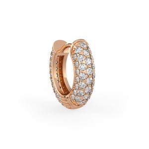 5 Row Diamond Hoop Clicker 8mm in 18ct Rose Gold 0.62ct Pave set Cartilage Stack Earring (Singular)