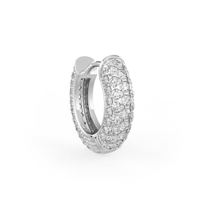 Orecchini a cerchio con 5 file di diamanti da 10 mm in oro bianco 18 carati con pavé da 0,80 carati e cartilagine (singoli)